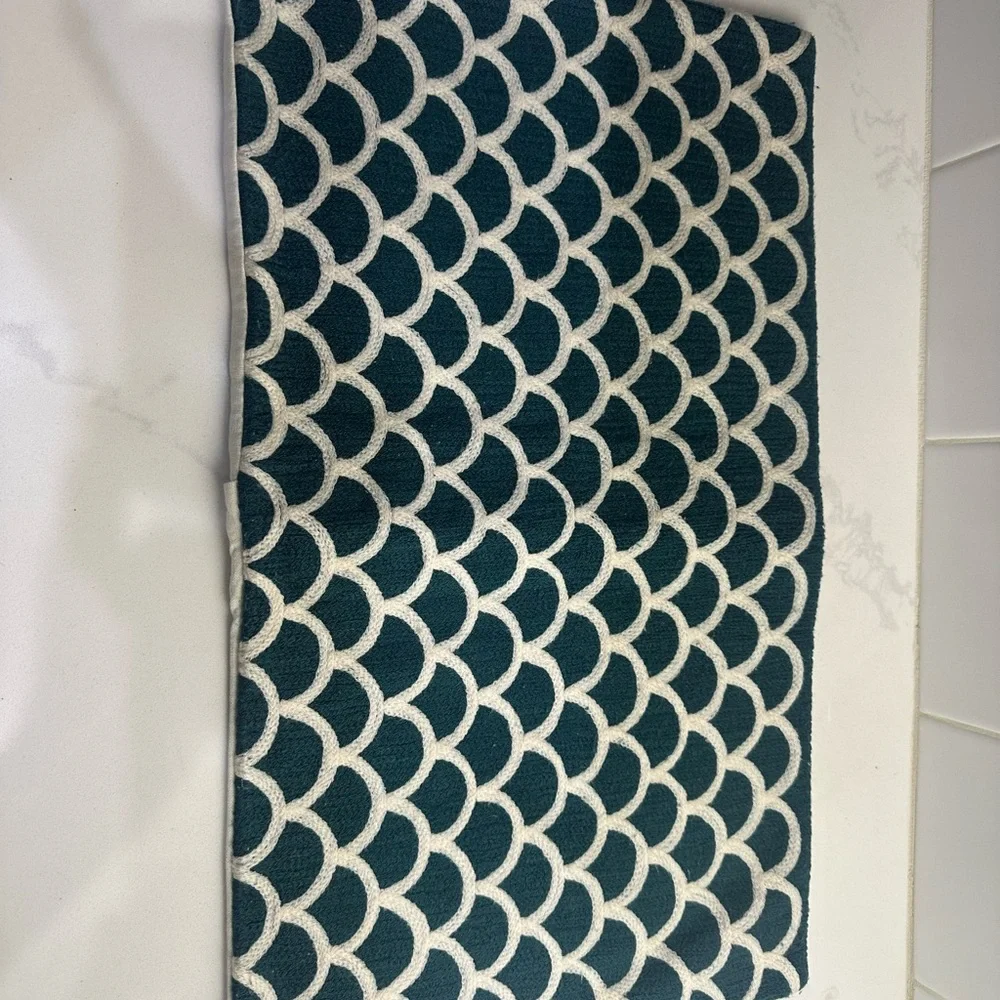 West Elm Dark Teal and Cream Pillow Cover